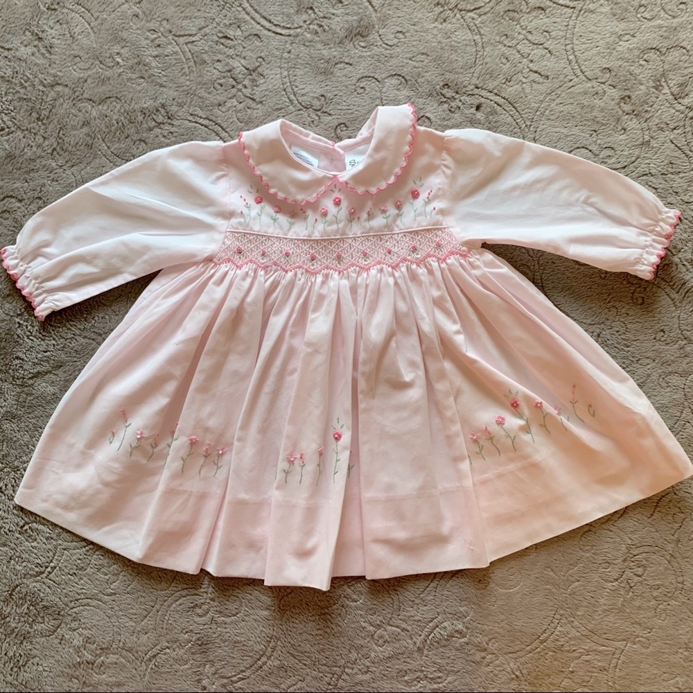 Baby Girl Sarah Louise Pink Hand-smocked Dress